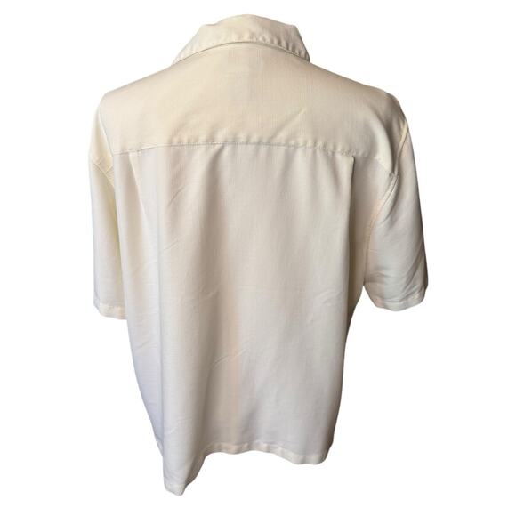 Havana Jacks Cafe Shirt Mens 2XL Cream Bamboo Button Up Coastal Embroidered - Picture 4 of 6